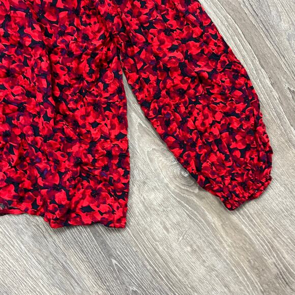 A New Day Women's Red Floral Print Button-Front Blouse - Size XXL - NWT - Picture 6 of 9